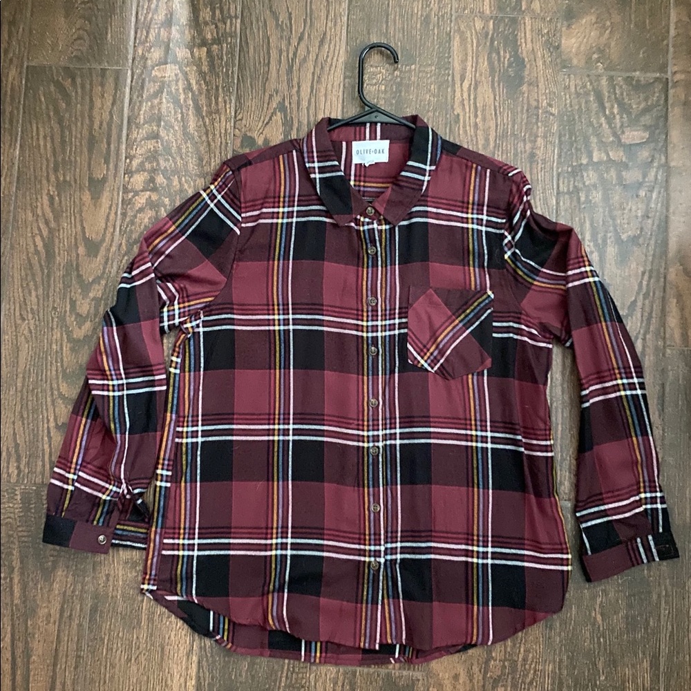VICI maroon flannel button up shirt size large